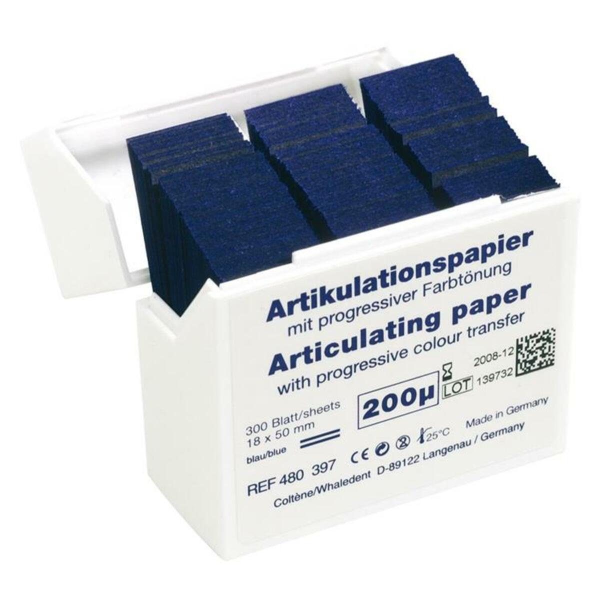 Hanel Papier à articuler 200µ feuilles double face fournies dans un distributeur 18mmx50mm - bleu