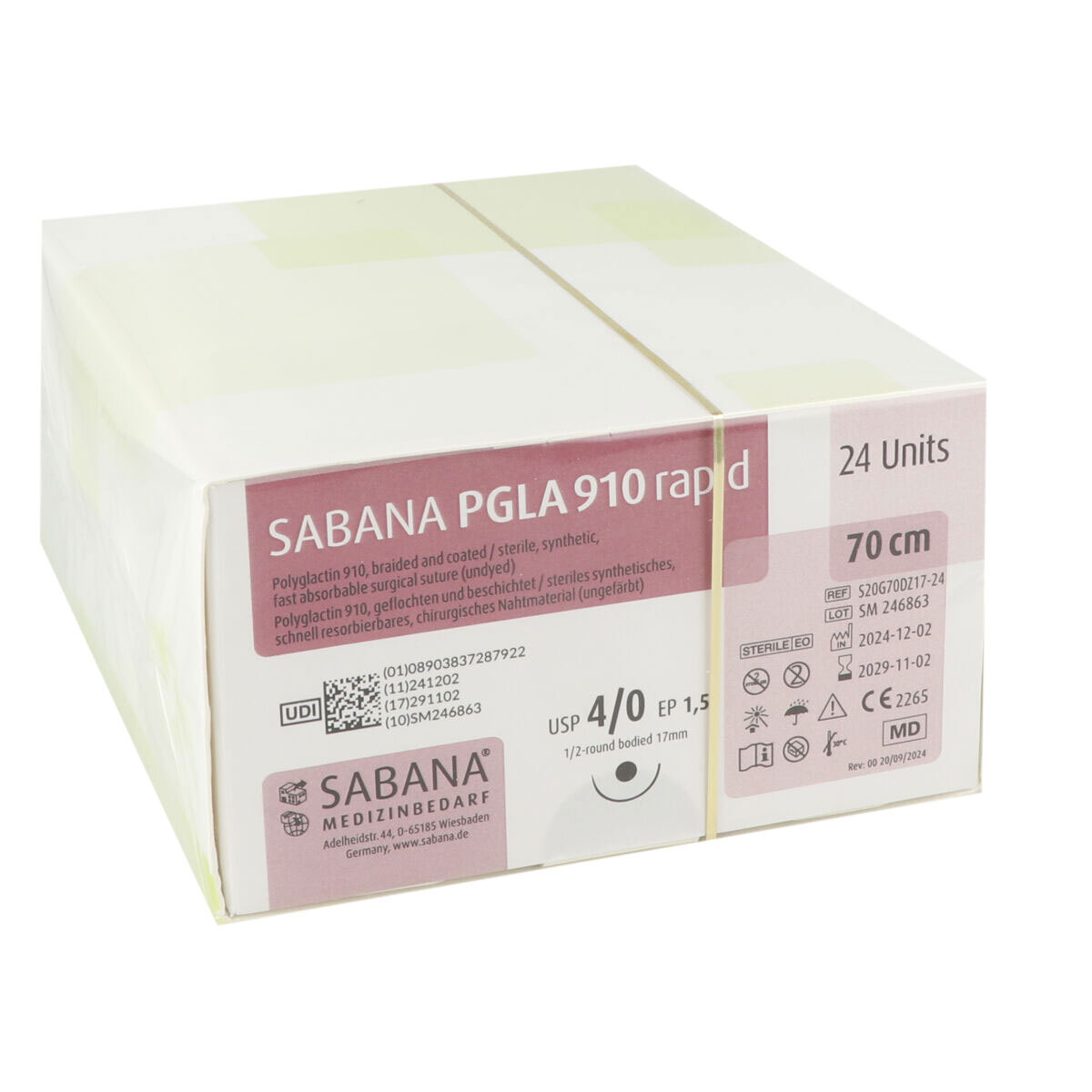 Sabana PGLA 910 rapid fil de suture USP 4-0 triangulaire - 45cm