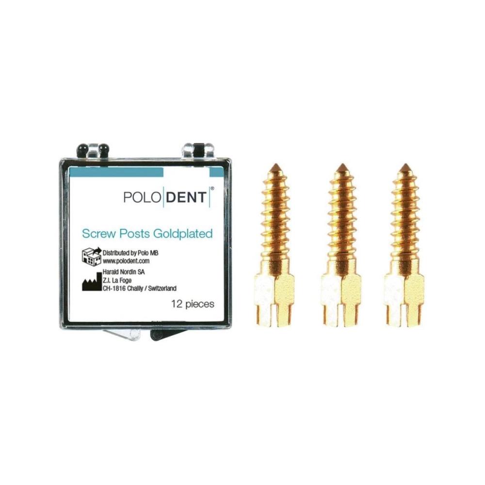P.D. screw posts plaqués or M-6 12 pcs