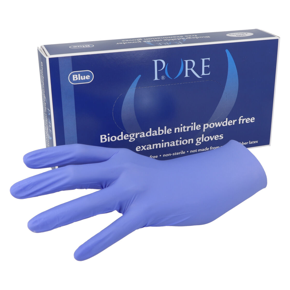 PURE BIO Gants en nitrile non poudrés bleu
