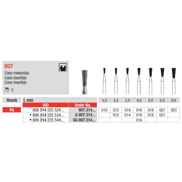 Edenta Diamantboor Omgekeerd Kegel FG G 807.314.021 5 mm