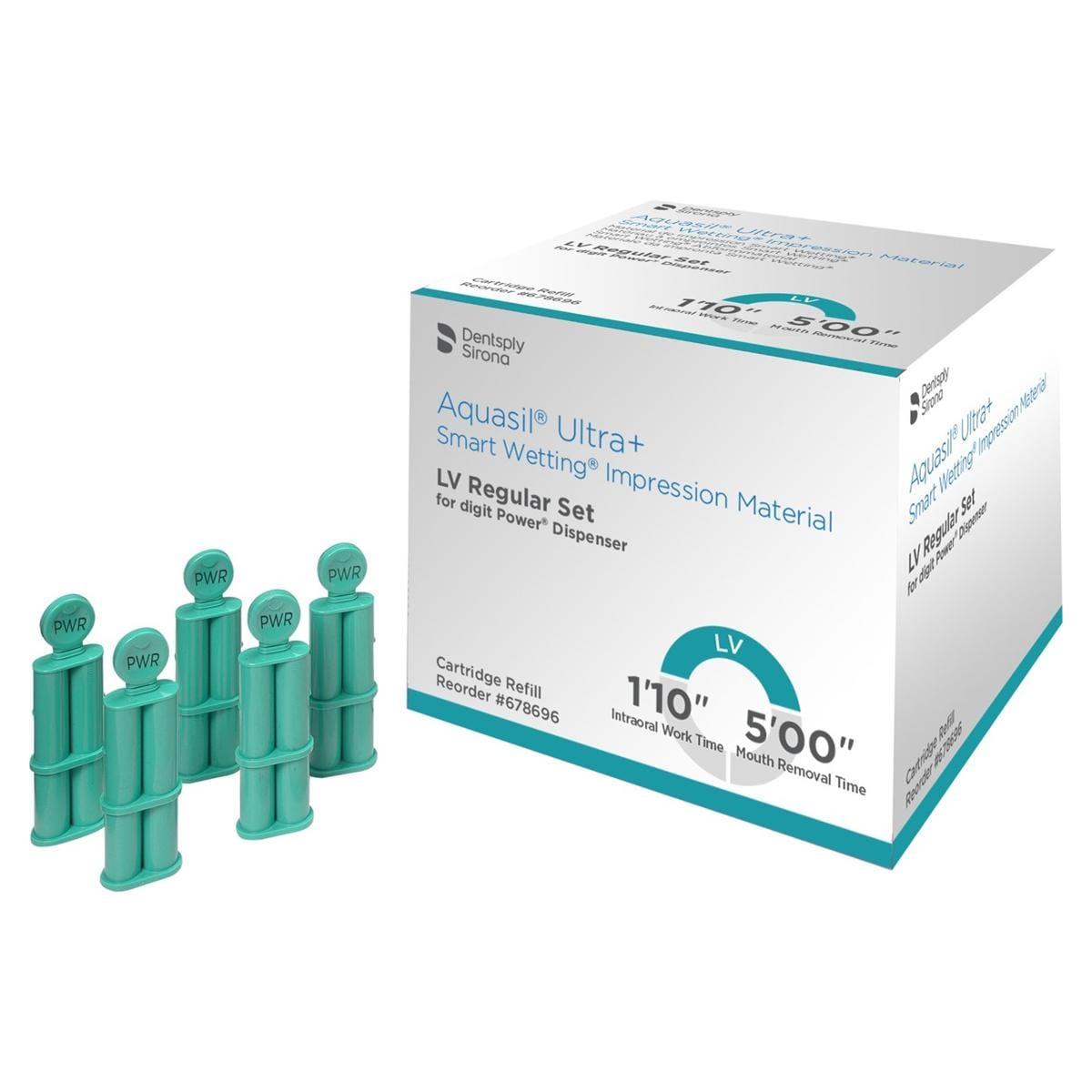 Matériau d'empreinte Dentsply Aquasil Ultra+ LV, set cartouches Digit Power Regular