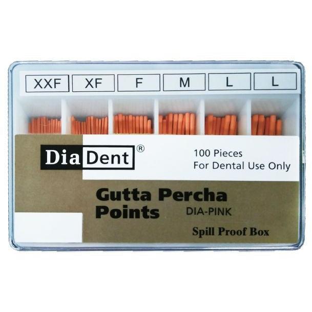 Pointes de gutta-percha DiaDent Dia-Pink pour canaux courts
