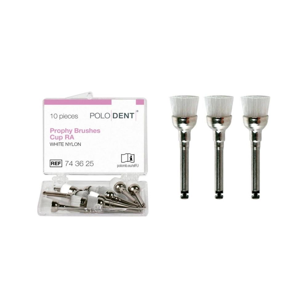 PoloDent Polijstborstels Cup wit nylon RA 10 stuks