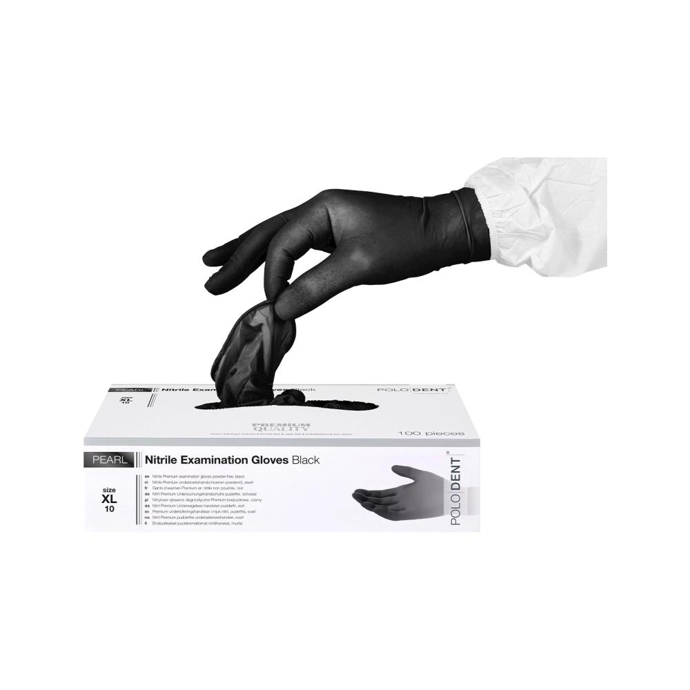 PoloDent Pearl handschoenen nitrile poedervrij zwart x-large 100 stuks