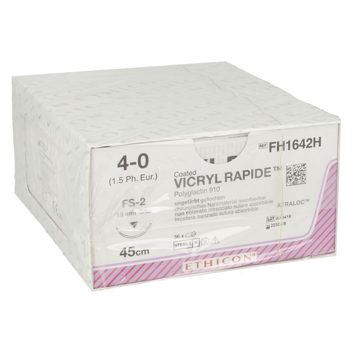 Vicryl® Rapide (polyglactine 910) hechtdraad rond FS-2 19mm - 4-0