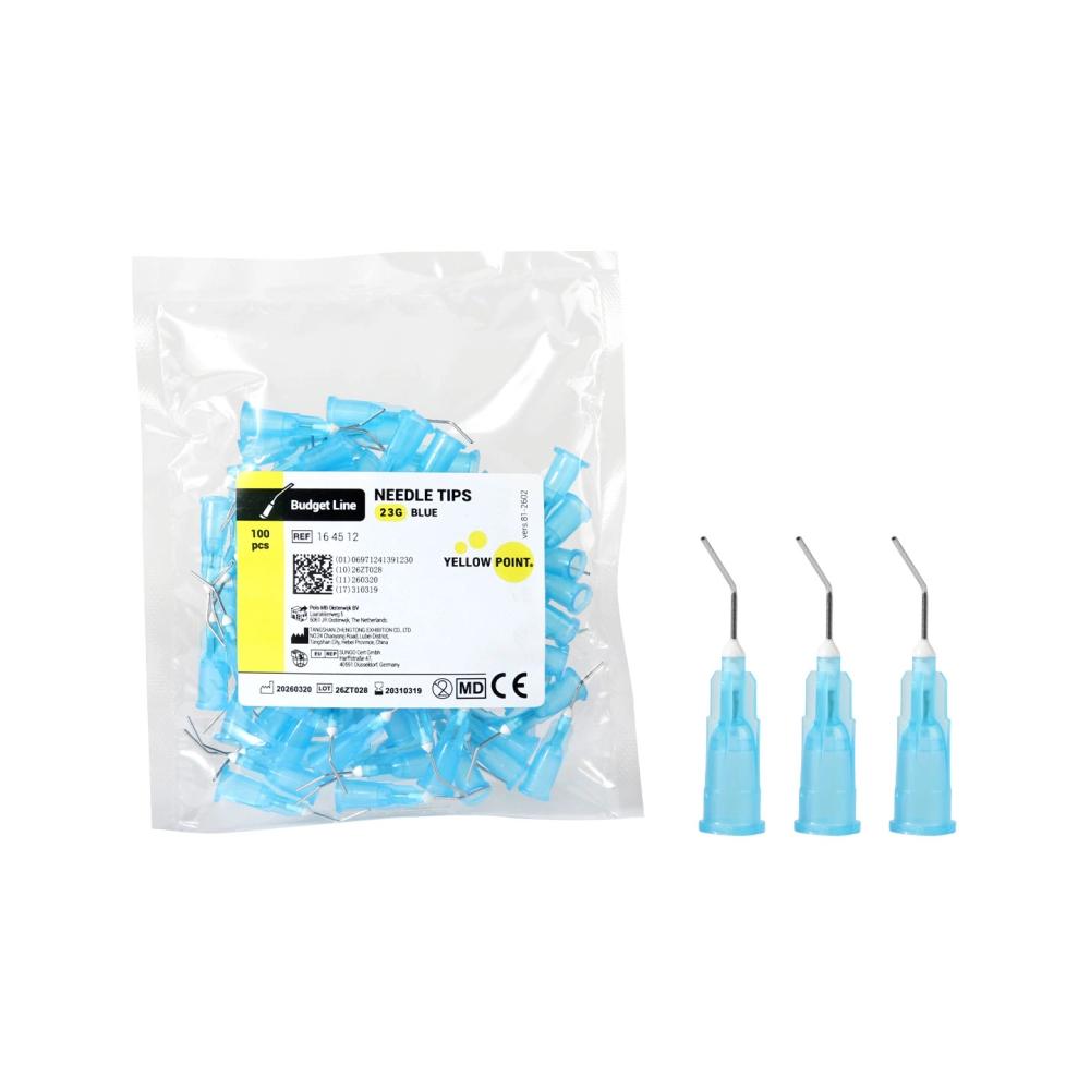 Yellow Point Budget Line Needle Tips 23ga bleu 100 pcs