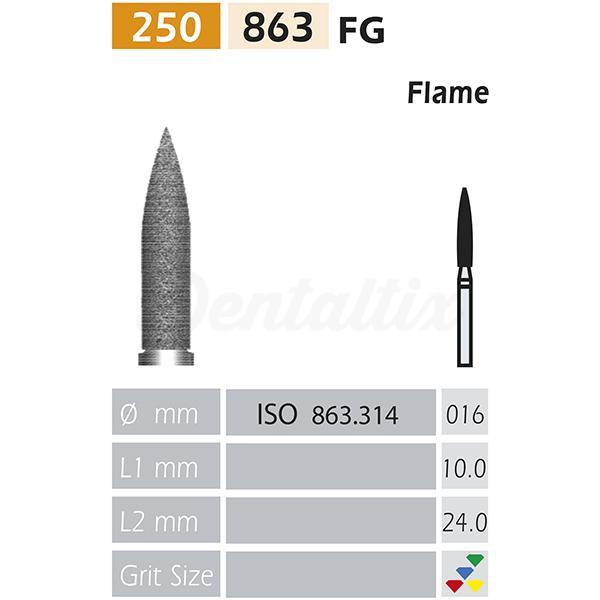 Fraise diamantée 863 FG en forme de flamme (5 pcs)