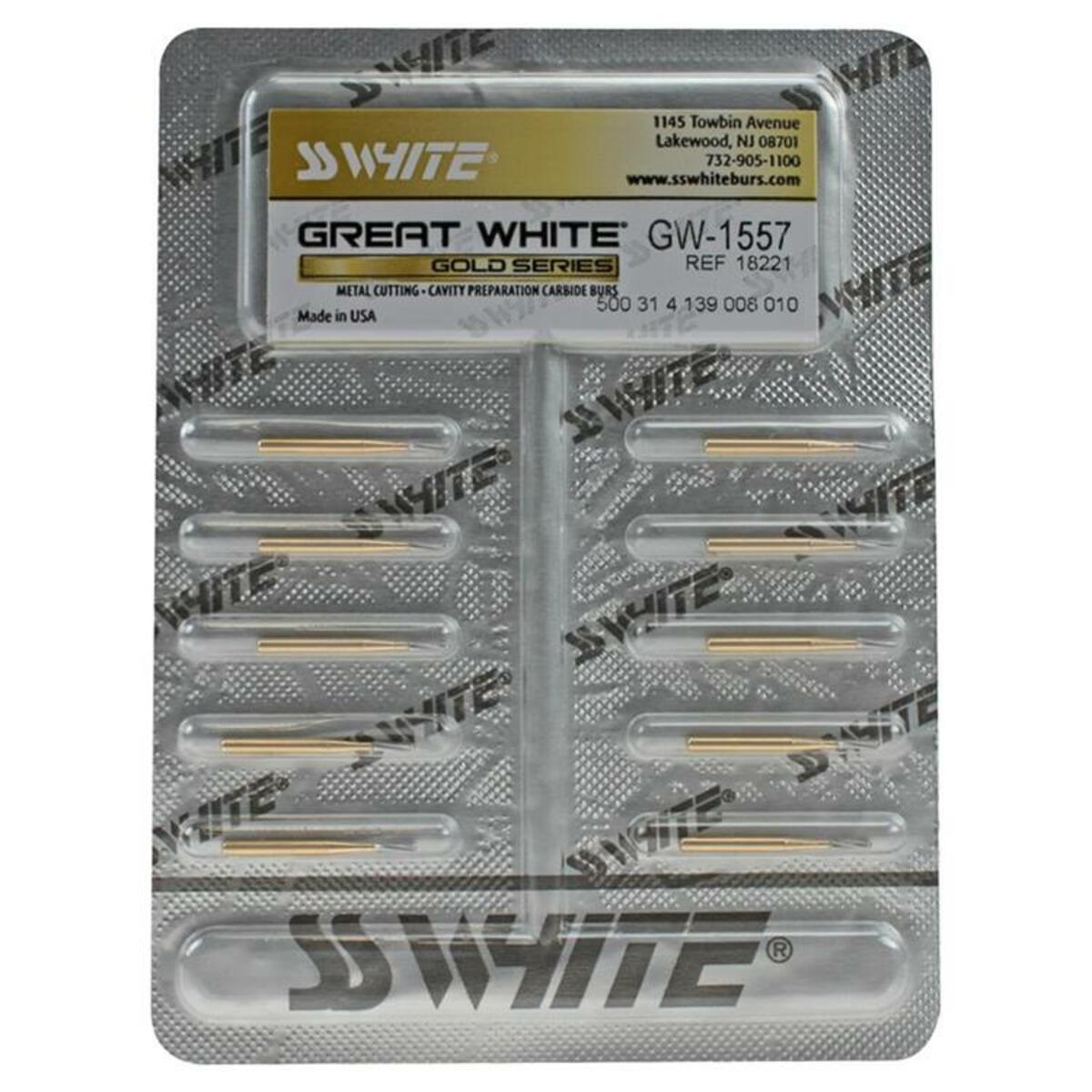 SS White® GREAT WHITE™ fraises en carbure FG (10pces) - GW-1557