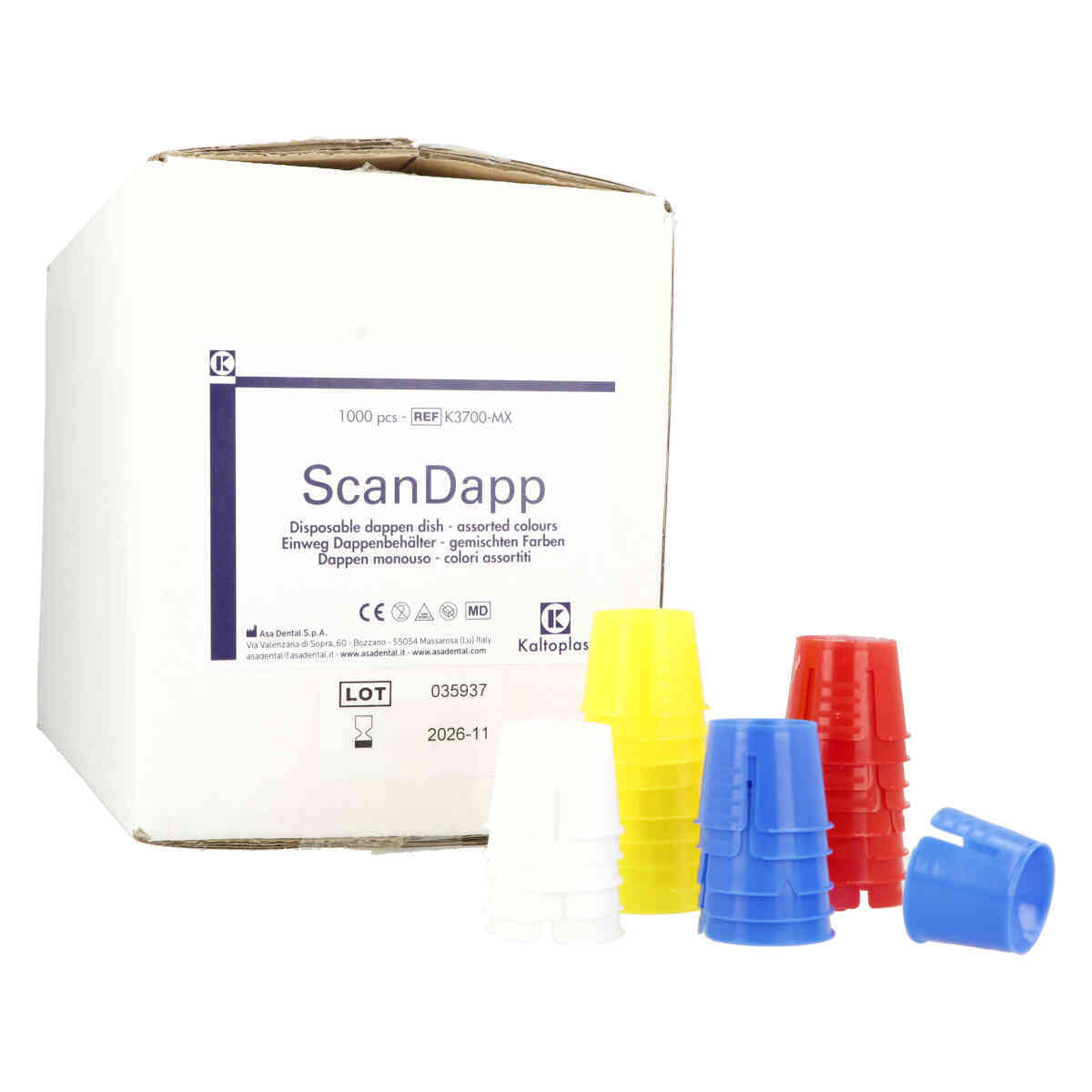 Asa Godets dappen en plastique colorés à usage unique