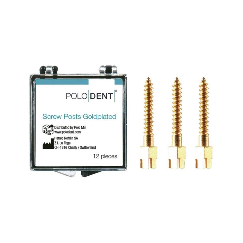 P.D. screw posts plaqués or L-3 12 pcs