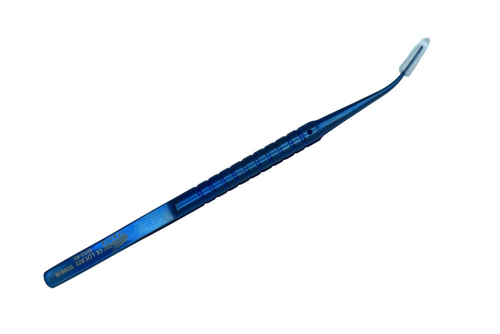 Fijne collysurgical atraumatische pincet titanium gebogen ref. 1012-43