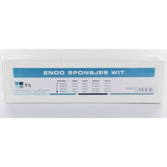FHS Dental éponges endo rondes blanches 50 x 5 mm (50 pcs)
