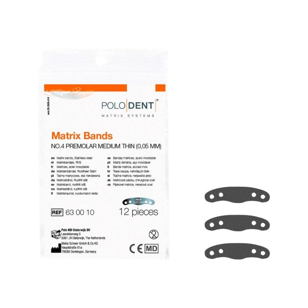 PoloDent Matrices no.4 prémolaires fin 0,05 mm 12 pcs