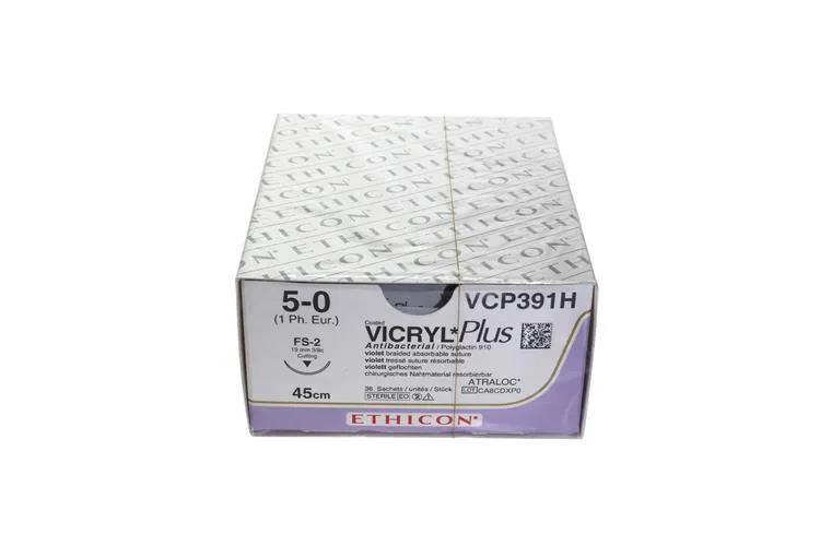 Coated Vicryl® Plus Antibacterial (polyglactine 910) Fil de suture aiguille tranchante FS-2 19mm - 5