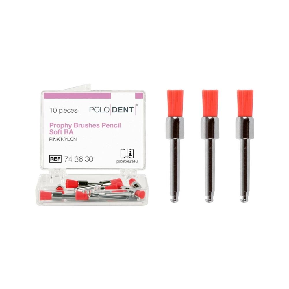 PoloDent Brossettes à polir pinceau rose souple CA 10 pcs