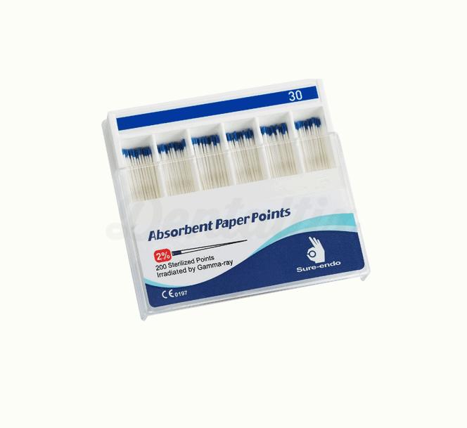 Pointes de papier .02 standardisées pour l'endodontie (200 pcs)