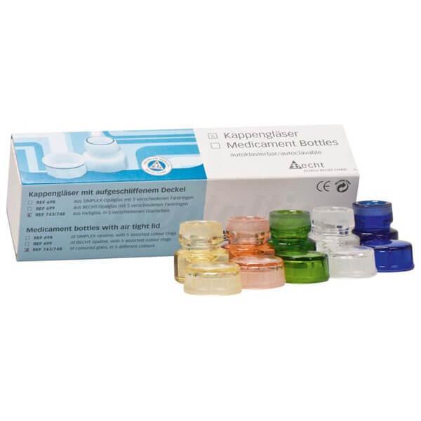 Gekleurde glazen bekertjes voor medicijnopslag (3 ml)