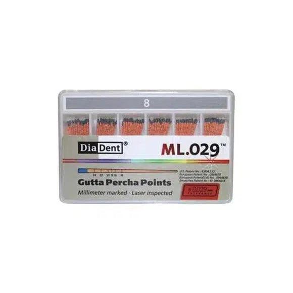 Pointes de gutta-percha DiaDent non graduées, tailles ISO .02