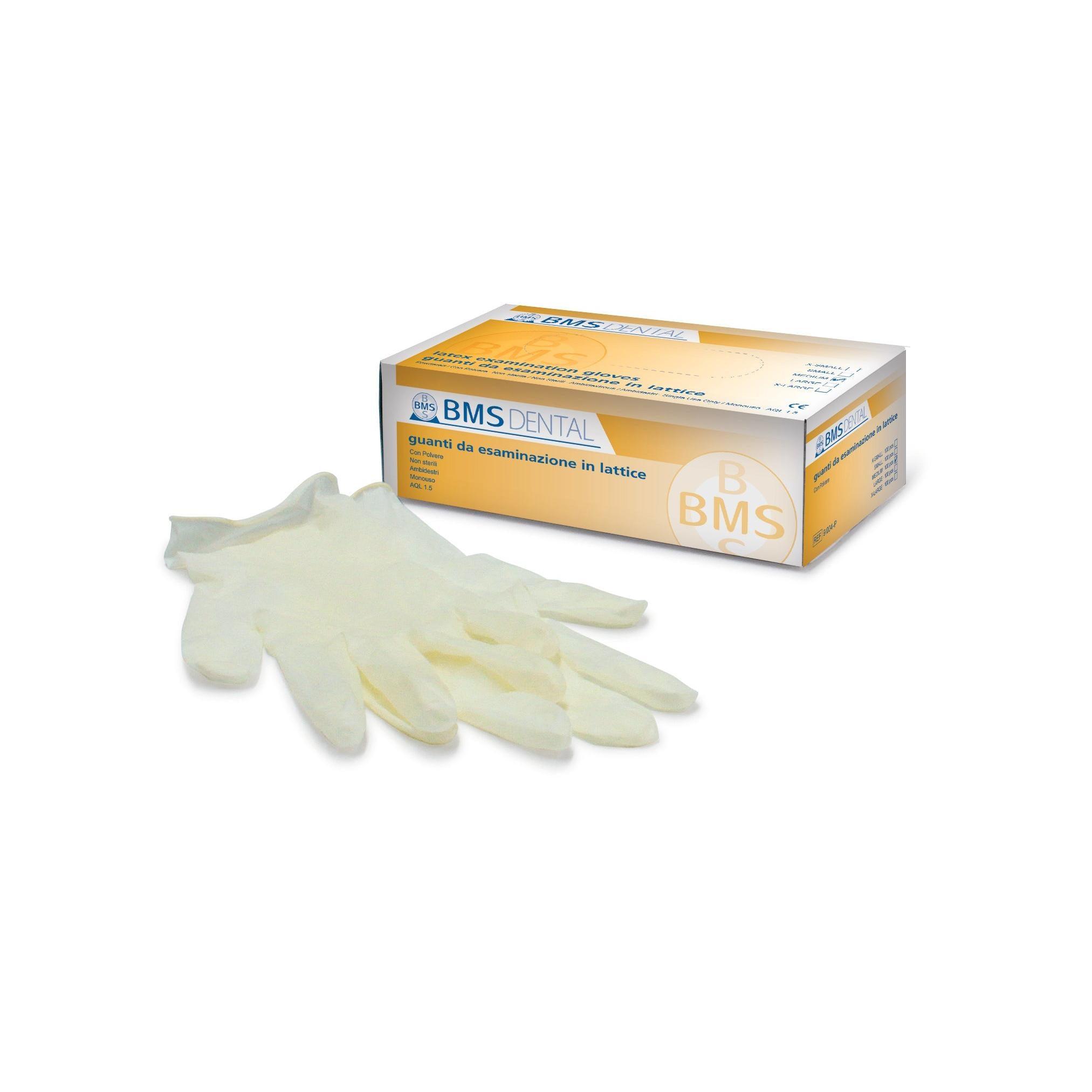 BMS Dental gants latex poudrés blancs (100 pcs)