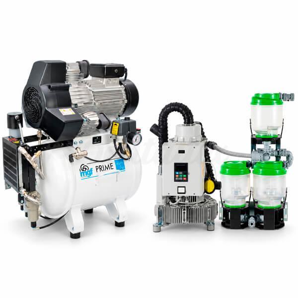 Aspir Comp 3: compressor Prime 3 met droger + afzuiging EXCOM Hybrid 5
