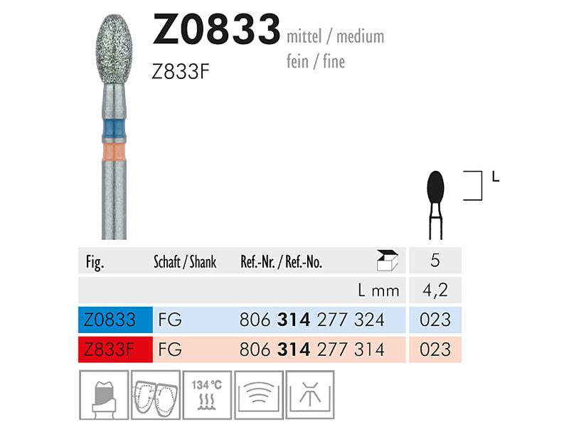 Z 0833 instrument diamanté pour zirconium