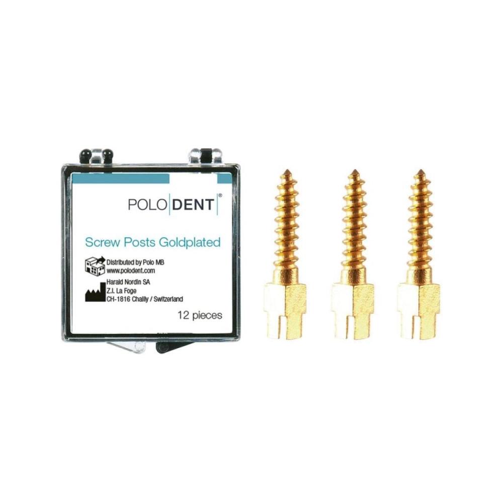 P.D. screw posts plaqués or M-4 12 pcs