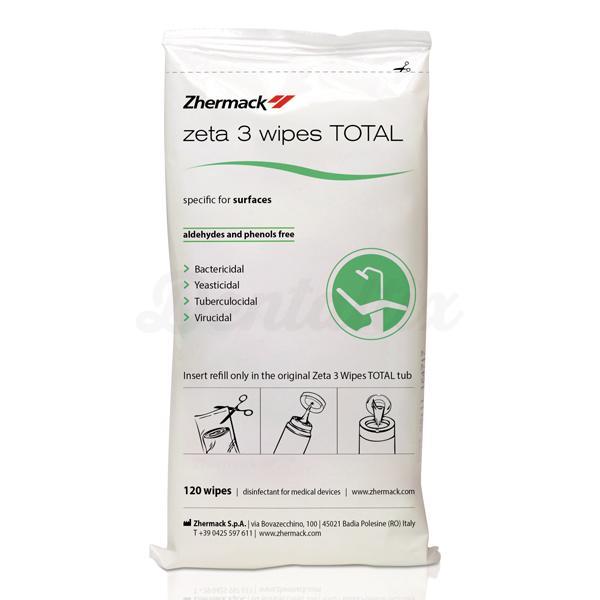 Zeta 3 Wipes Total : Lingettes désinfectantes avec alcool (120 pièces)
