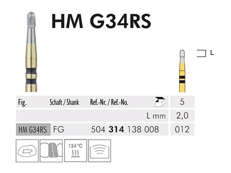 HM G 34 RS FG 012 fraise en carbure de tungstène