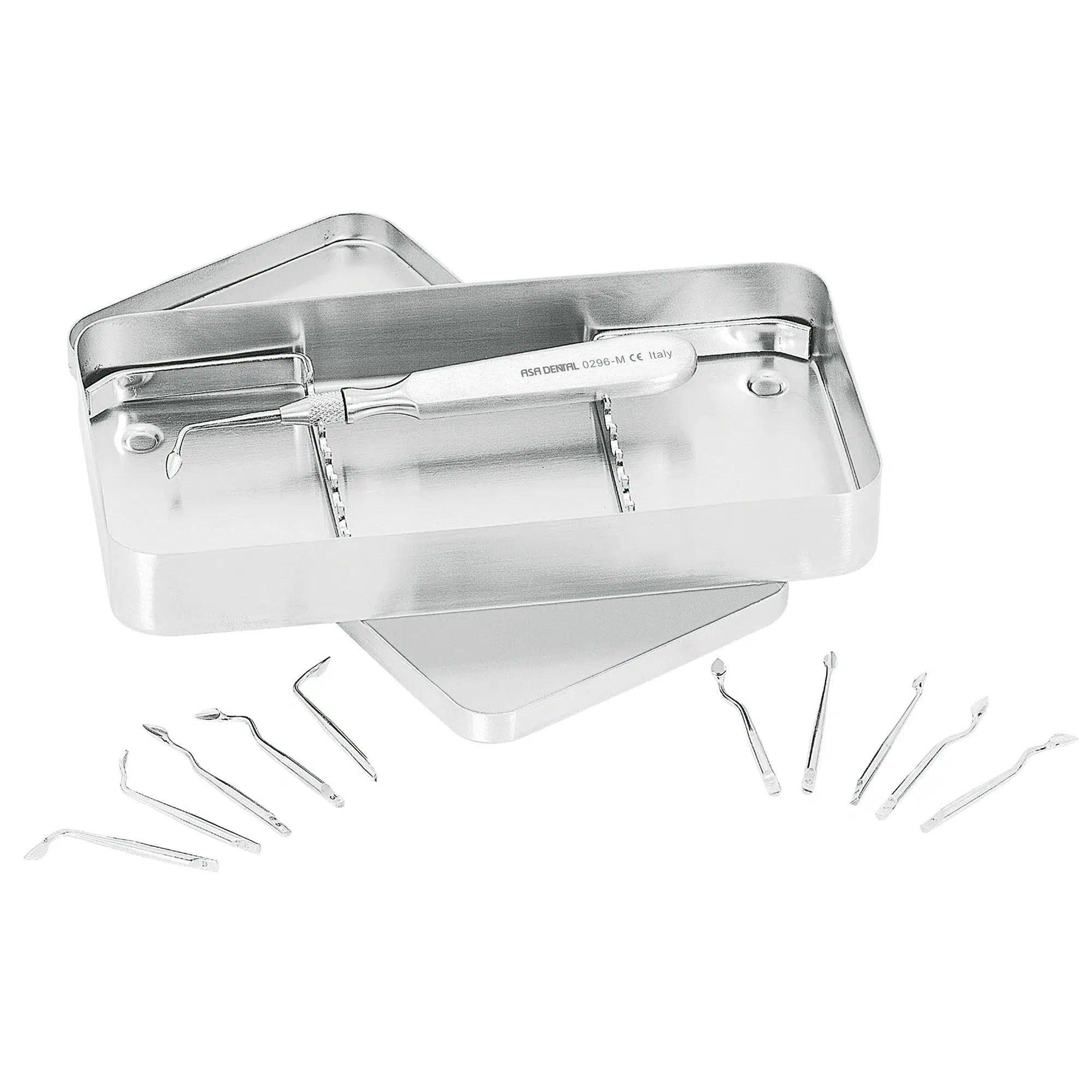 Asa Dental Syndesmotome set (Handvat / 11 opzetstukken / Tray)