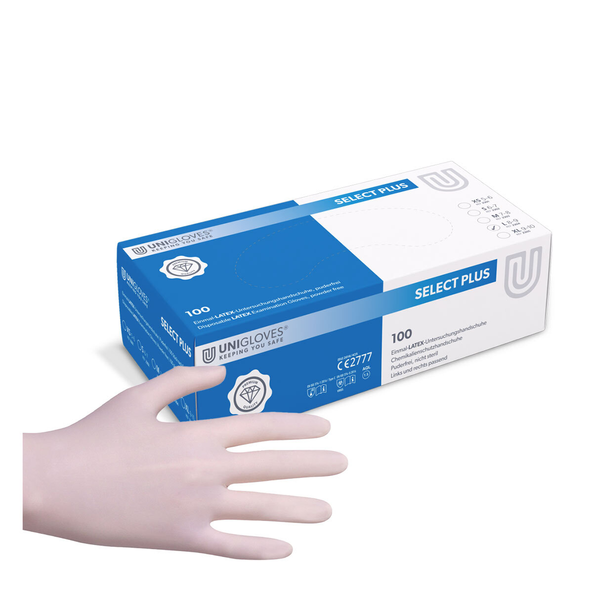 Unigloves® Select Plus gants d'examen non poudrés latex - M (7-8)