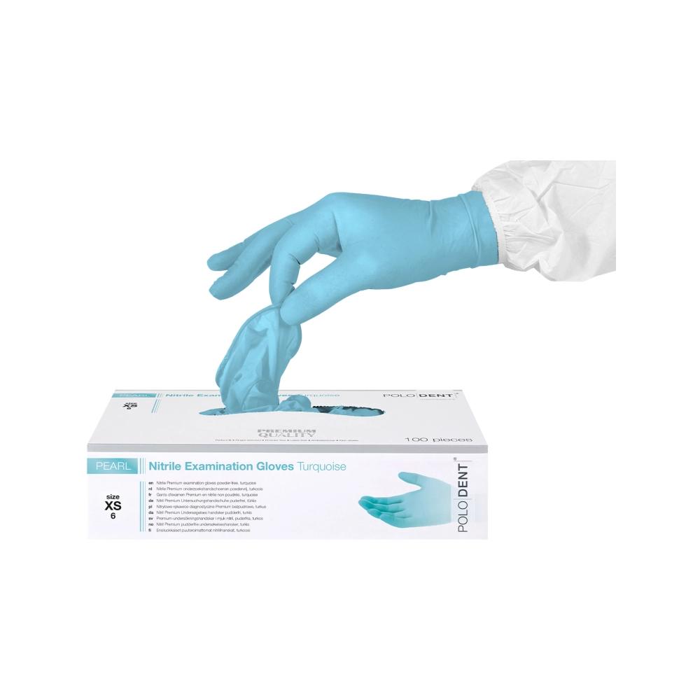 PoloDent Pearl nitrile non poudrés turquoise x-small 100 pcs