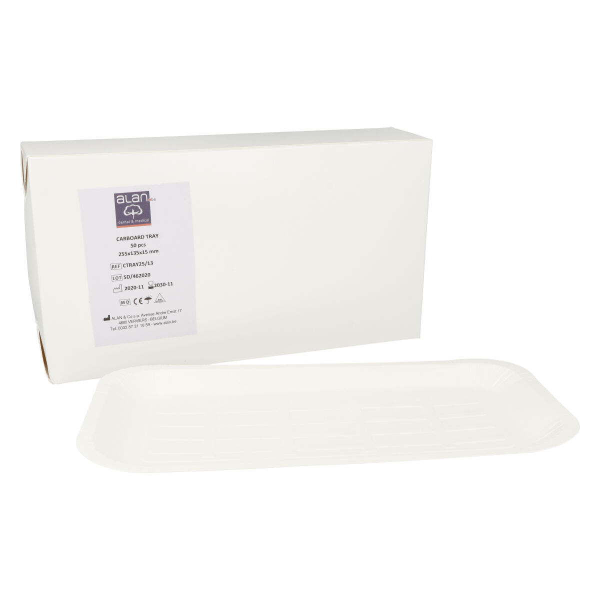 Alan Disposable trays PE-coated 25,5x13,5cm wit