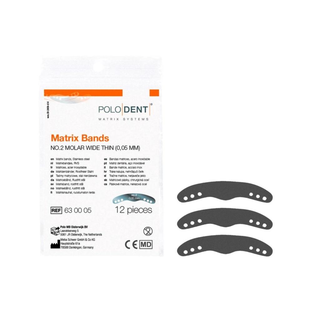 PoloDent Matrices no.2 molaires fin 0,05 mm 12 pcs