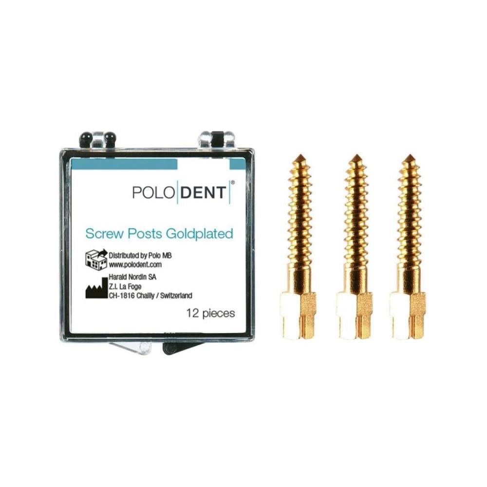 P.D. screw posts plaqués or L-5 12 pcs