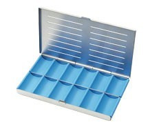 CASSETTE MET 12 COMPARTIMENTEN - 21X12CM