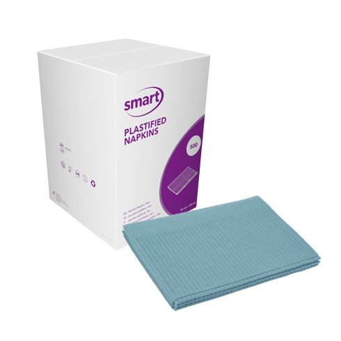 SERVIETTES PLASTIFIEES BLEU - 2 PLIS (500)