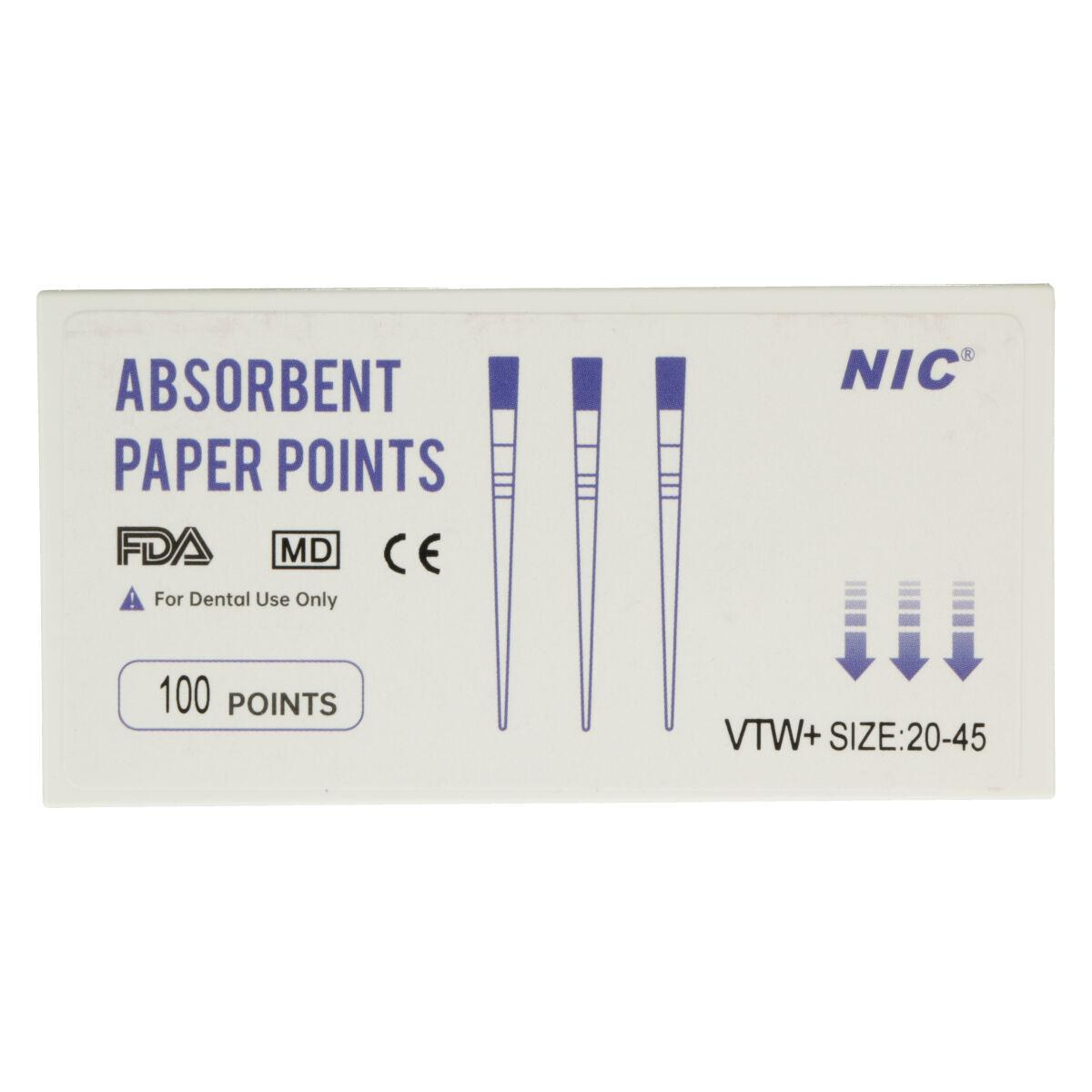 NIC® Absorbent Paper Points Assortiment 28mm - ISO 020-045