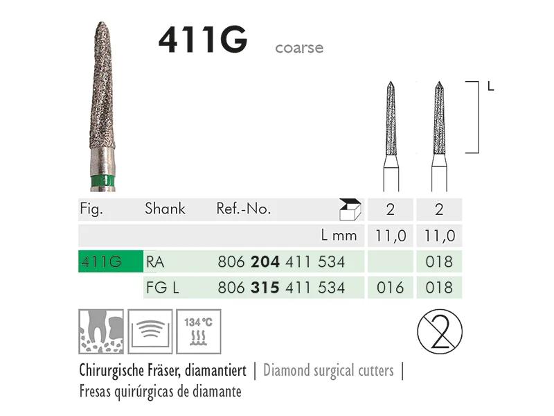 411 G instrument diamanté chirurgical