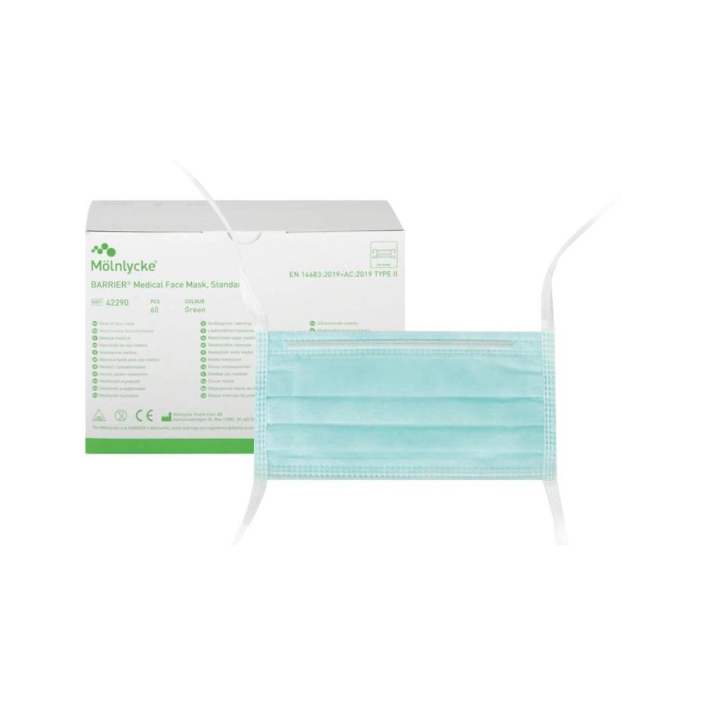 Mölnlycke Medical Face Masks groen met koordjes Type II 60 stuks