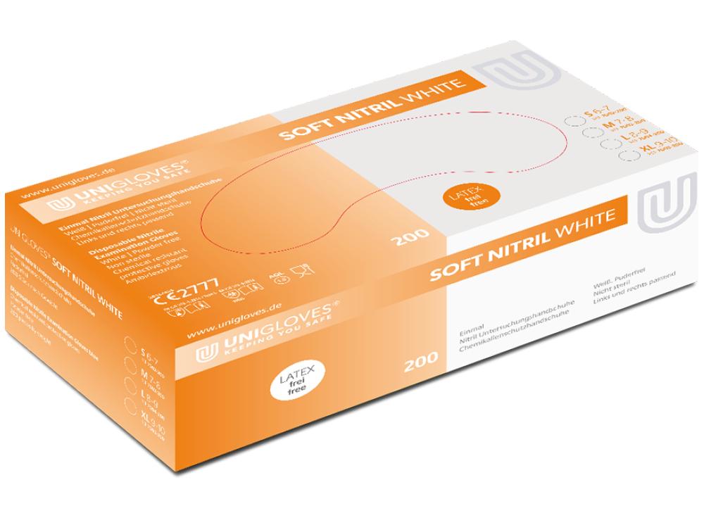 Soft White Nitrile blanc taille S 200pcs