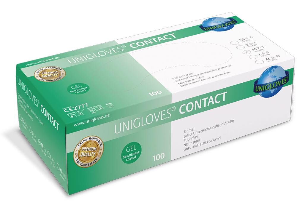 Unigloves® Contact gants d'examen non poudrés latex - S (6-7)