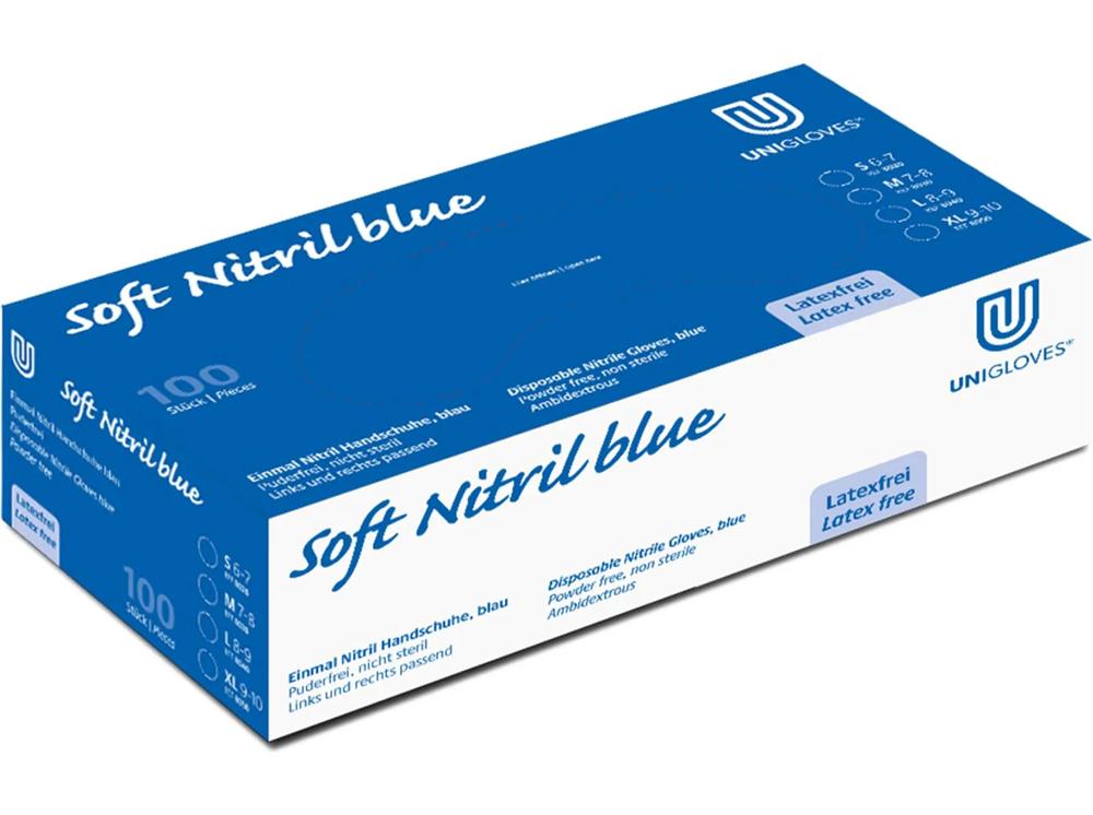 Unigloves SOFT® gants en nitrile non poudrés bleu - M (7-8)