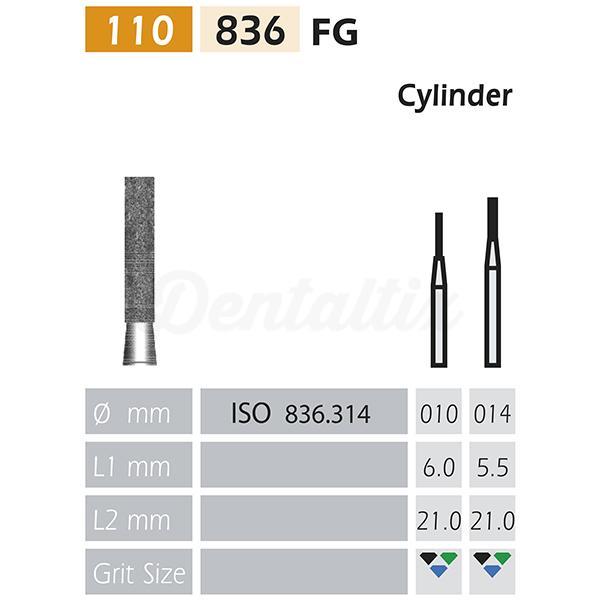 Fraise diamantée 836 FG cylindrique plate (5 pcs)
