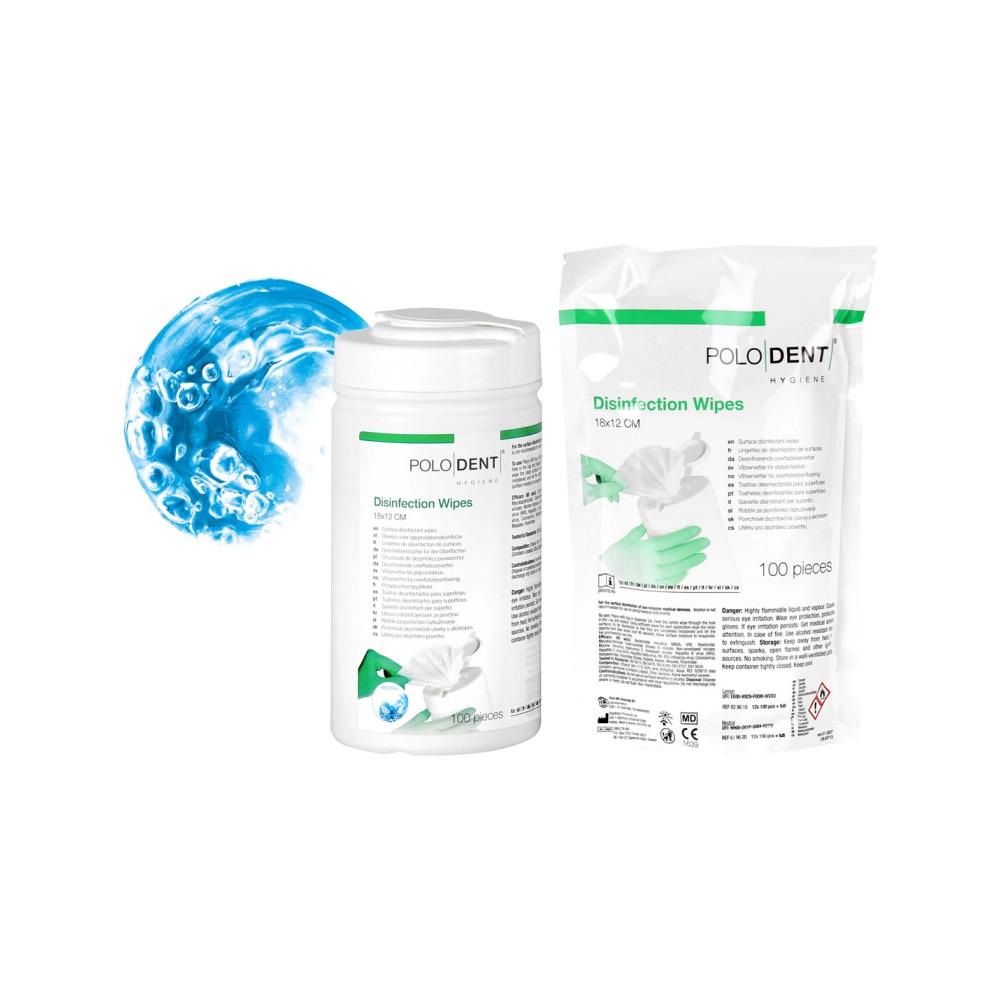 PoloDent Lingettes désinfectantes 18x12 cm Neutre 12+1 boîte