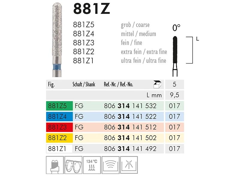 881 Z instrument diamanté pour zirconium