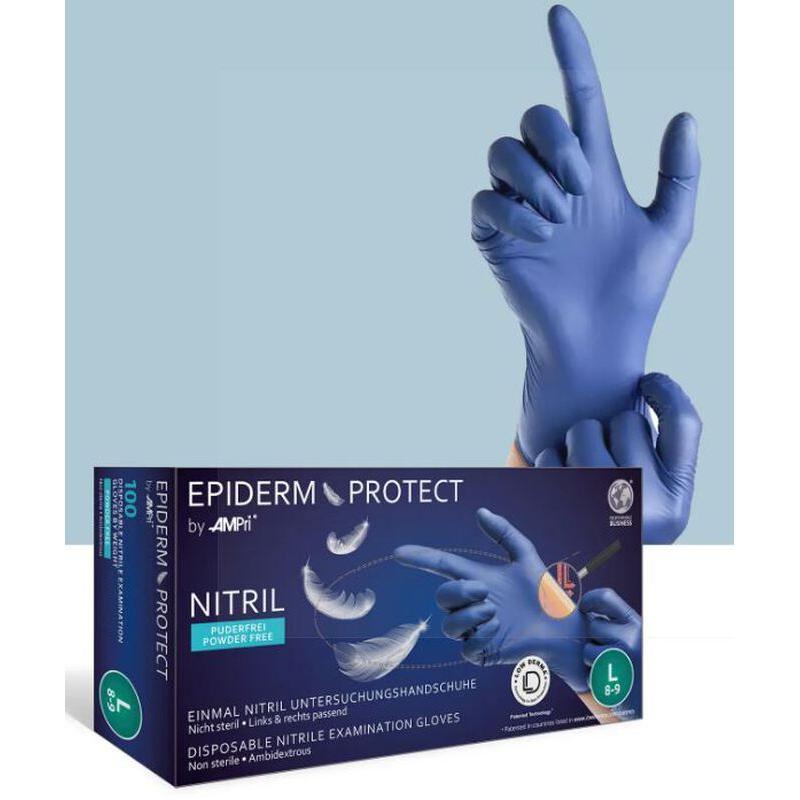 Med-Comfort Epiderm Protect gants nitrile non poudrés Metalblue (100 pcs)