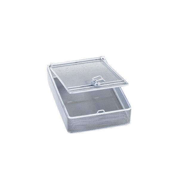 Inzetten en toebehoren voor Thermo-desinfector - Zeefschaal met deksel, maaswijdte 1 mm - E 363 (H 55, B 150, D 225 mm)