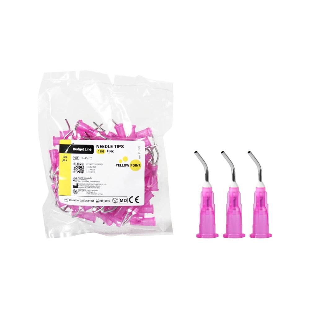 Yellow Point Budget Line Needle Tips 18ga rose 100 pcs