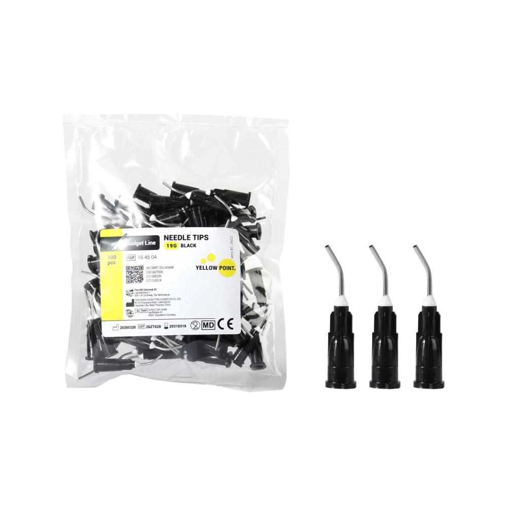 Yellow Point Budget Line Needle Tips 19ga noir 100 pcs